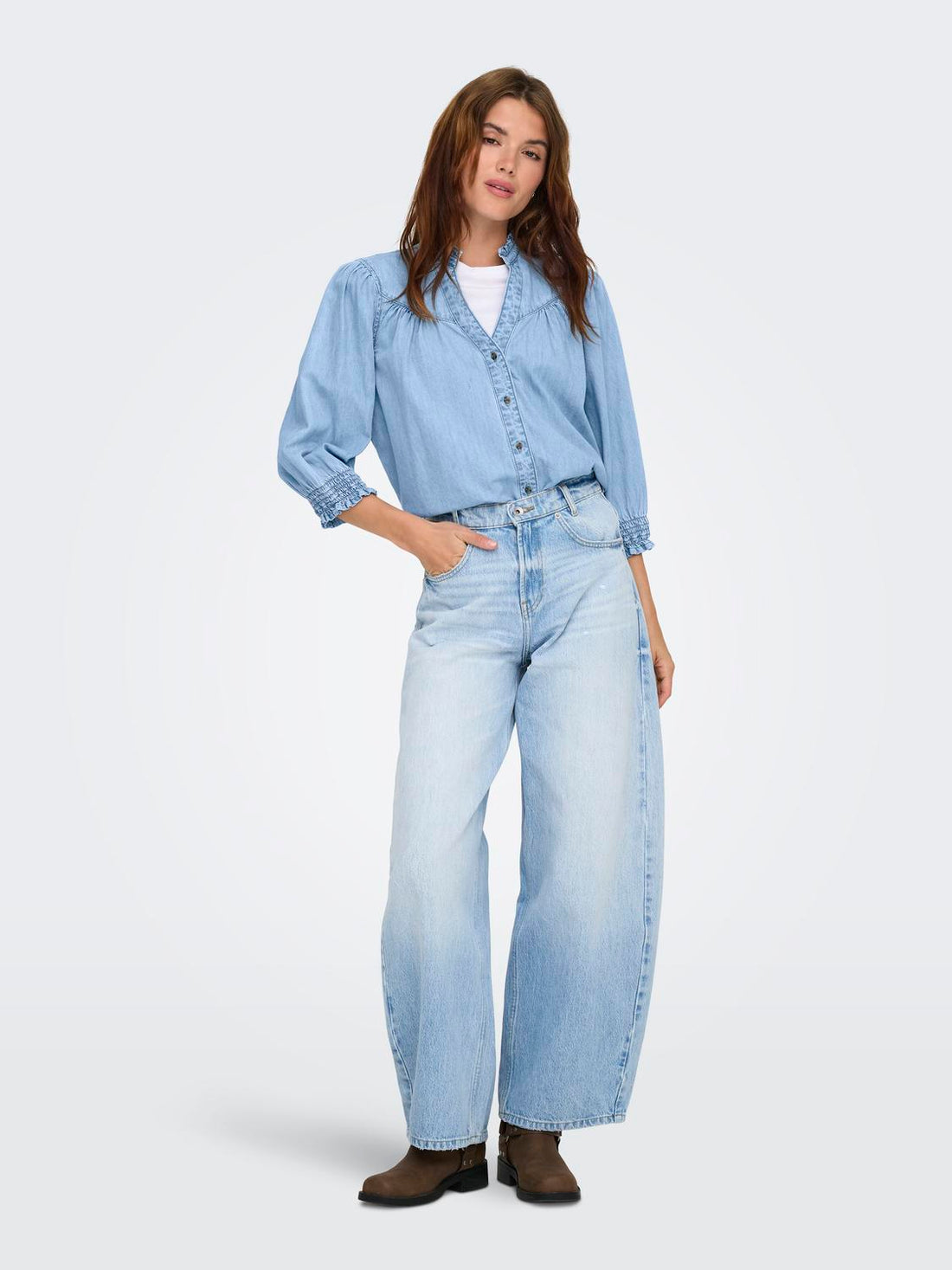 Onlraya 3/4 Shirt Dnm Akm Noos Blå