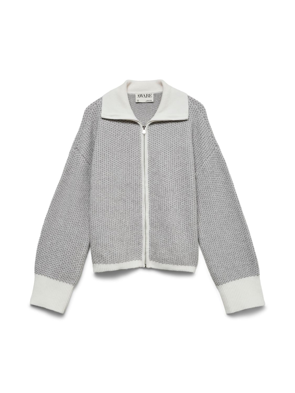 Awollie Ls Zip Knit Cardigan Hvit