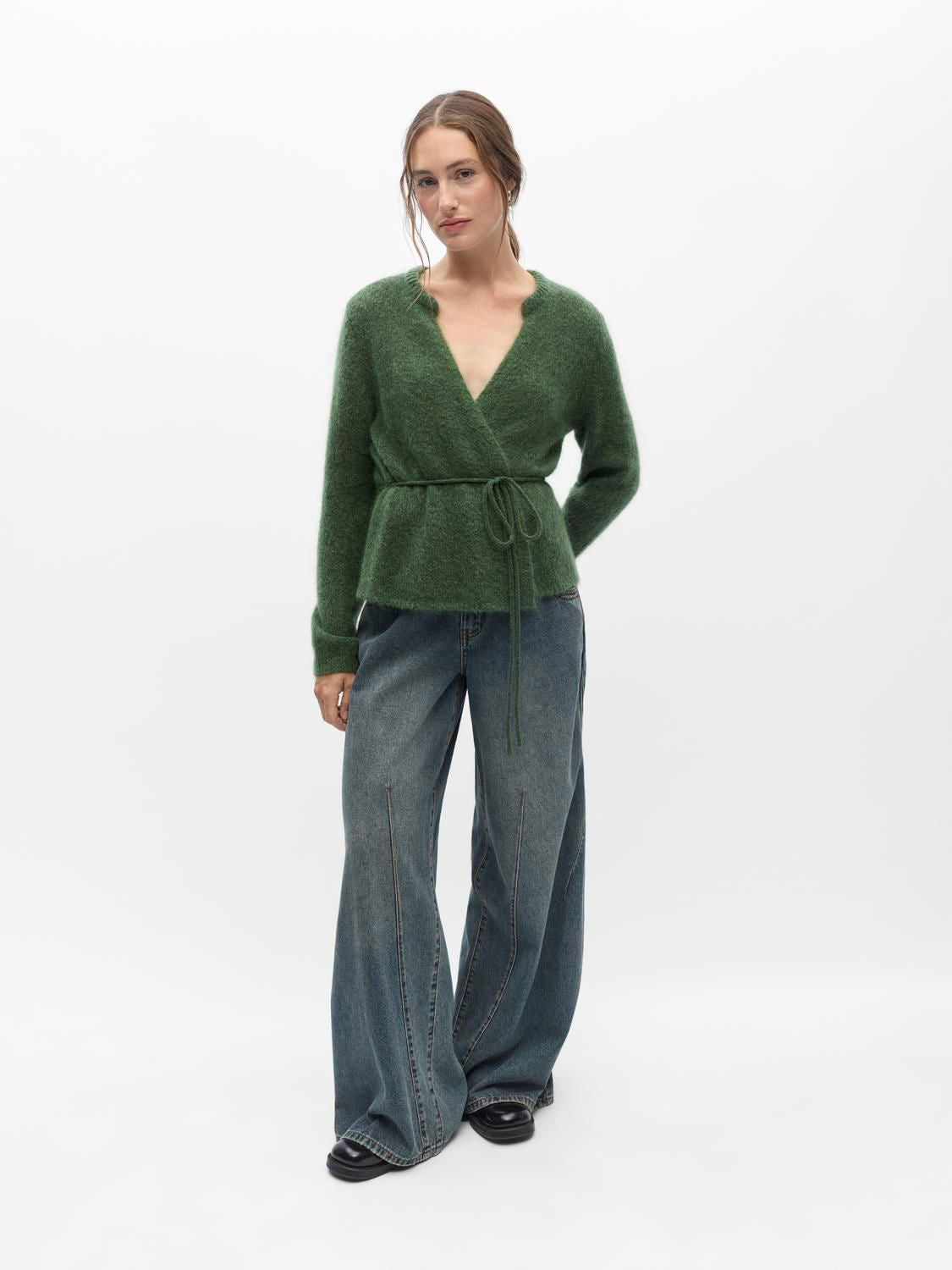 Objnete L/s Re Tie Cardigan Noos Grønn