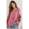 BOHEME SHIRT W/EMBRODERY & STRIPES Burgunder