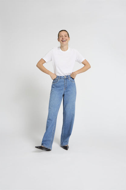 Pzapril Uhw Jeans Wide Leg Blå