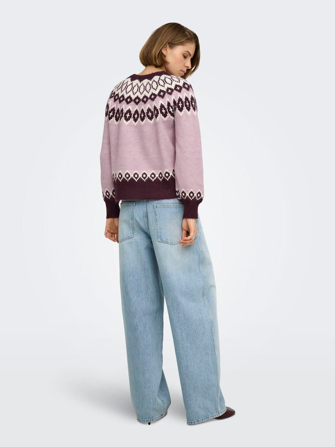 Onlrusty Ls Fair Isle O-Neck Bf Knt Lilla