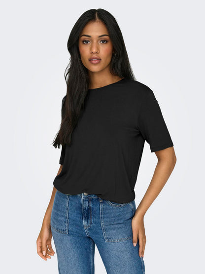 JDYMILA S/S O-NECK TOP Svart