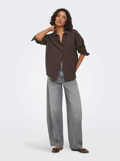Onloregon Bari L/s Shirt Wvn Brun