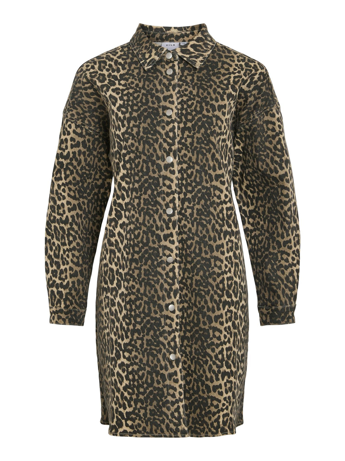 VICHIA L/S LEOPARD SHIRT DRESS Leopard