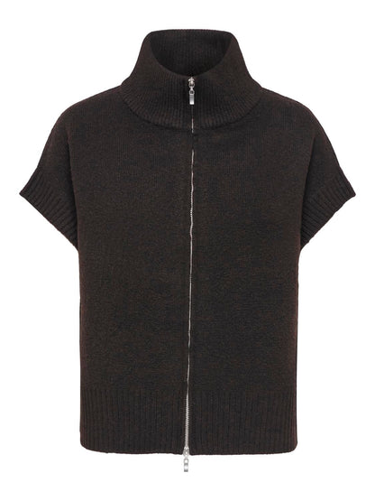 Jdylea S/l Hn 2way Zip Vest Knt Noos Brun