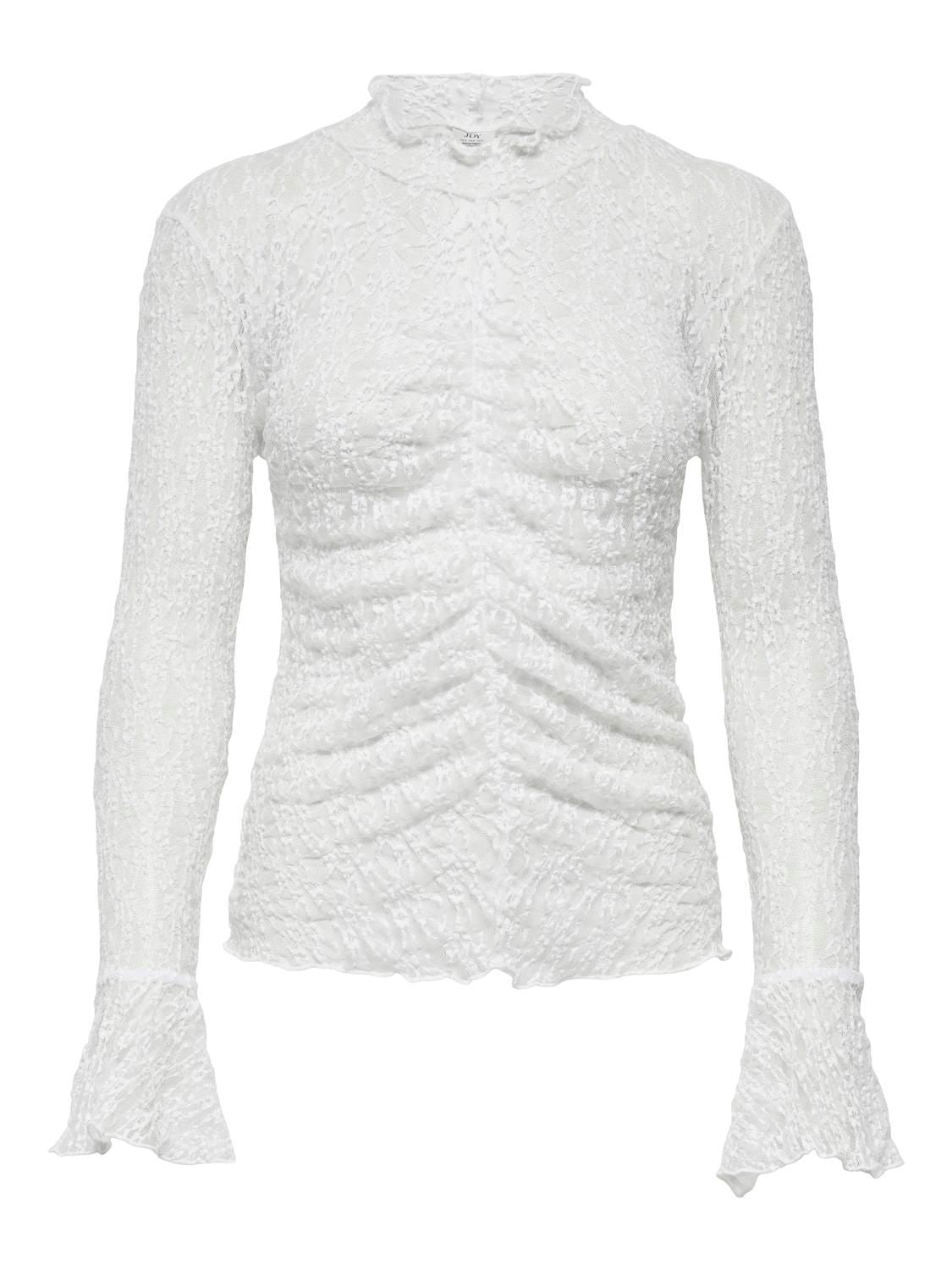 Jdylala L/s High Neck Lace Top Jrs Hvit