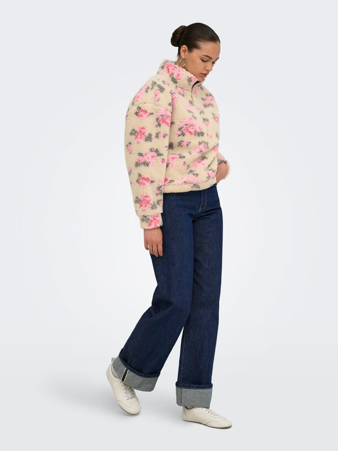 Onlnew Janne L/s Half Zip Box Swt Grå