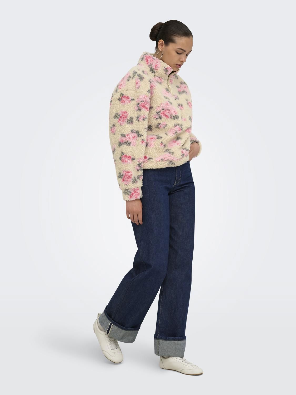 Onlnew Janne L/s Half Zip Box Swt Grå
