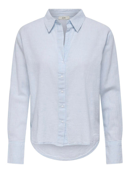 Jdymila L/s Loose Linen Shirt Wvn Dia Blå
