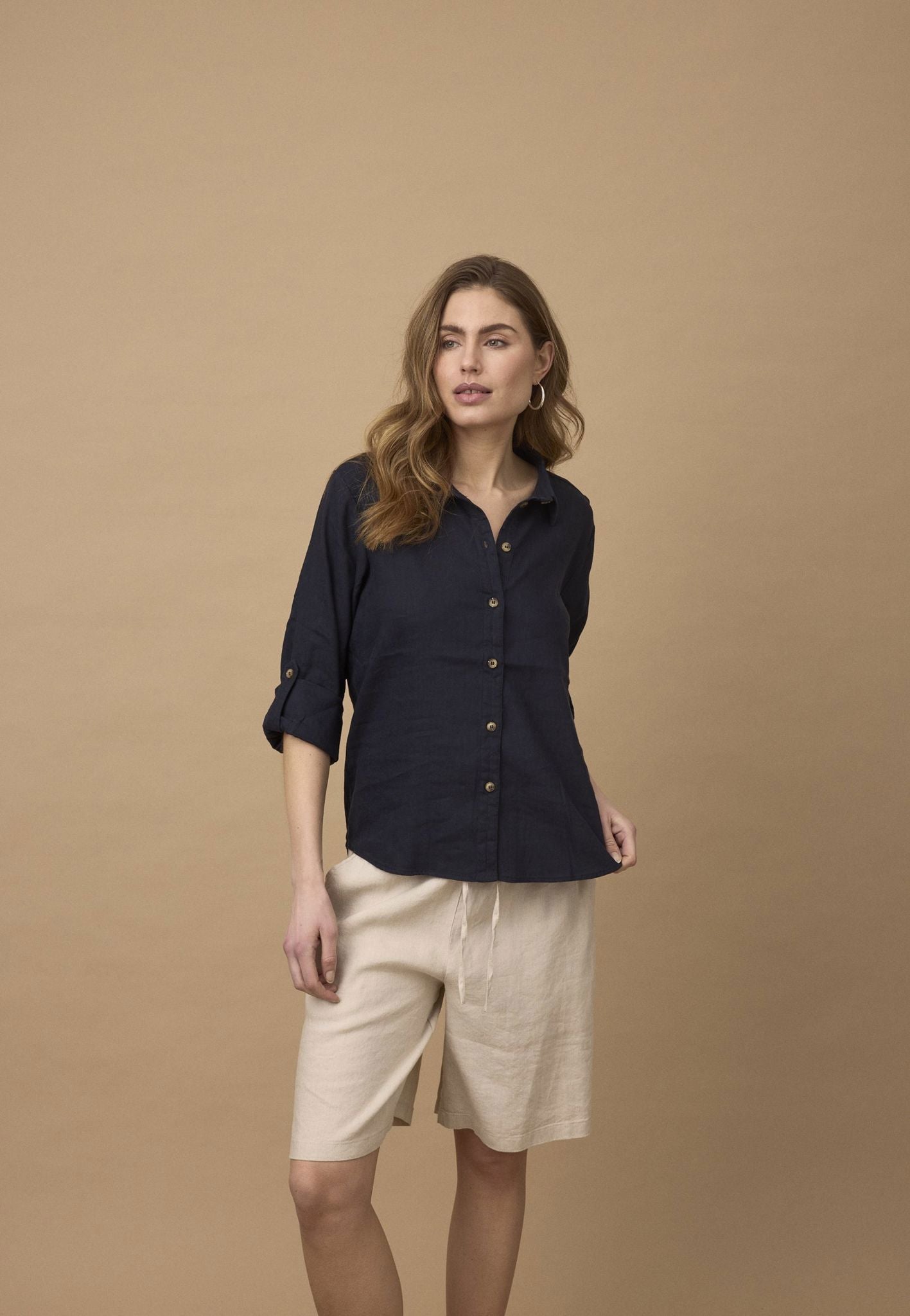 Pzluca Shorts Wide Leg Beige