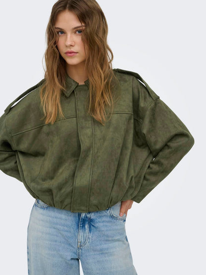 Onlmoon-Stina Faux Suede Bomber Pnt Noos Grønn