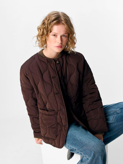 Objallie Ls Lo Quilted Jacket Noos Brun