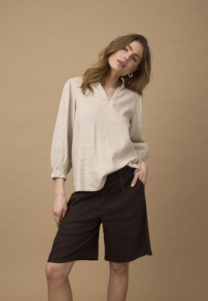 Pzluca Frill Blouse Beige