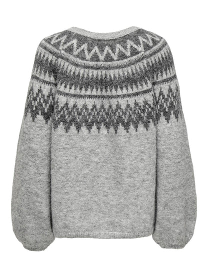 Onlreykja Ls O-Neck Knt Lysegrå