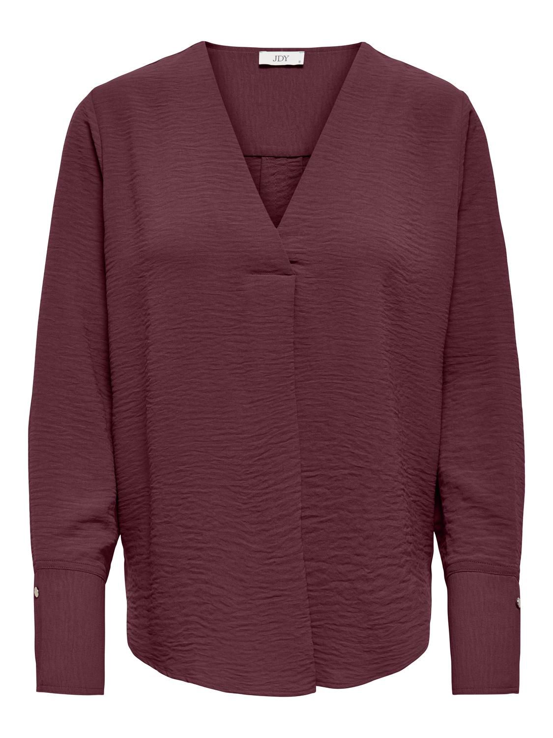 Jdylion L/s V-Neck Top Wvn Burgunder
