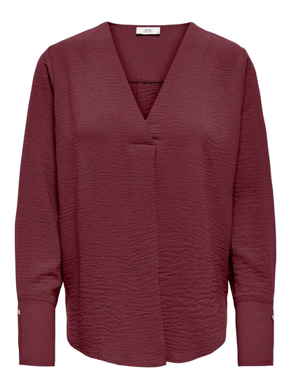 Jdylion L/s V-Neck Top Wvn Burgunder