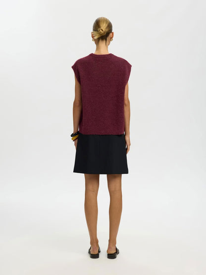 Slwlulu Sl Knit Vest Noos Burgunder