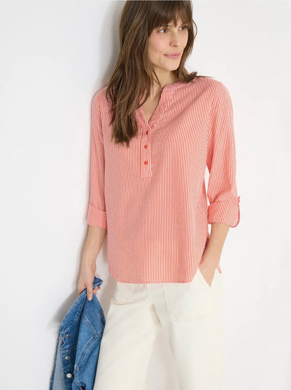 Seersucker stripe blouse Oransje