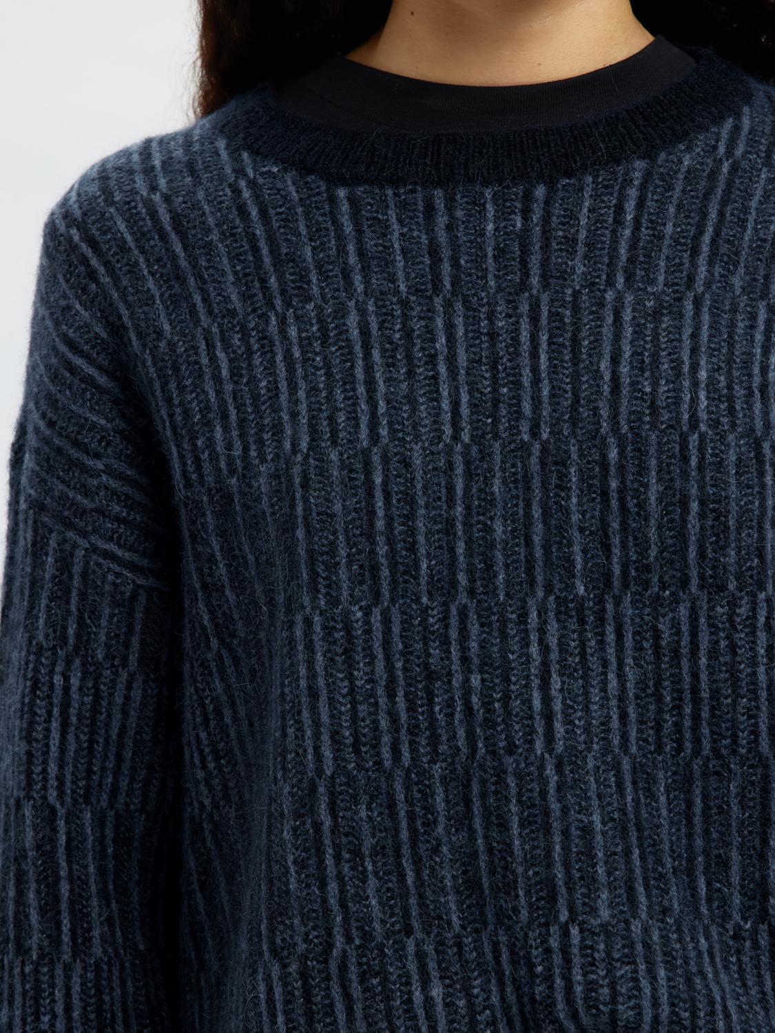Slfalva Ls Knit Stripe O-Neck Blå