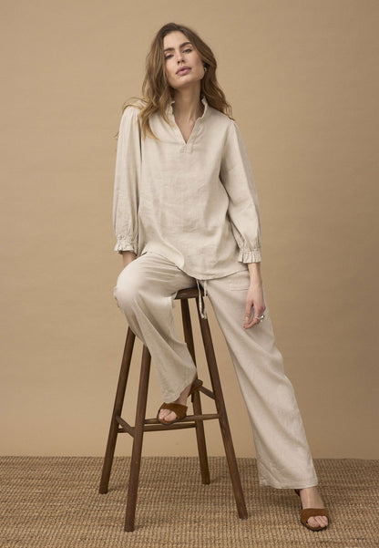 Pzluca Pant Full Length, Wide Beige