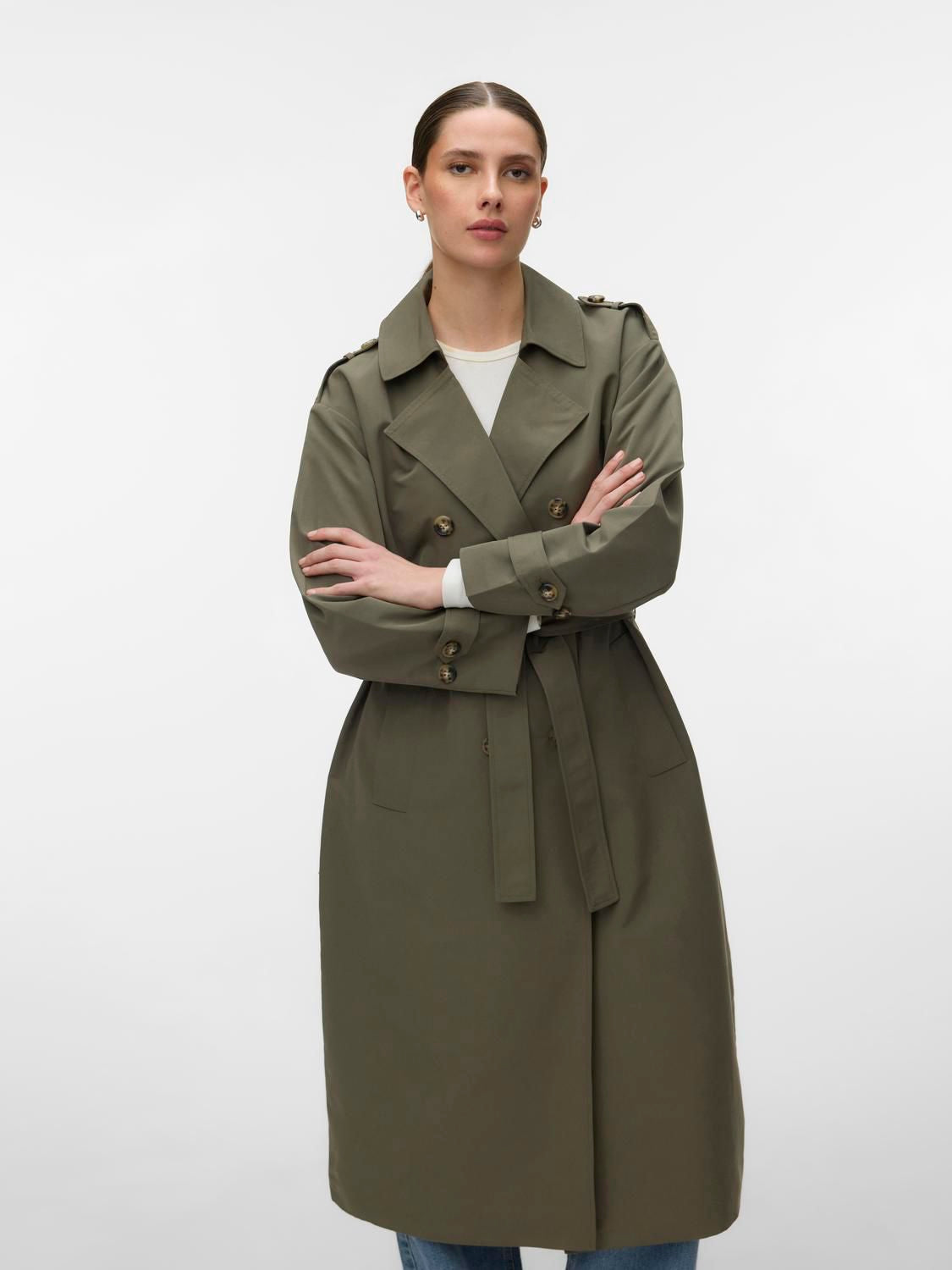 Vmmoe Long Trenchcoat Lcs Grønn