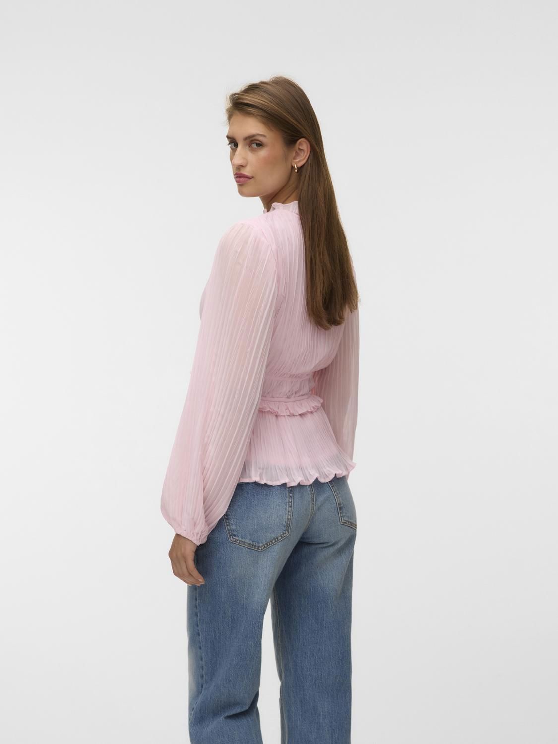 Vmdora Ls Detail Plisse Top Wvn Exp Rosa