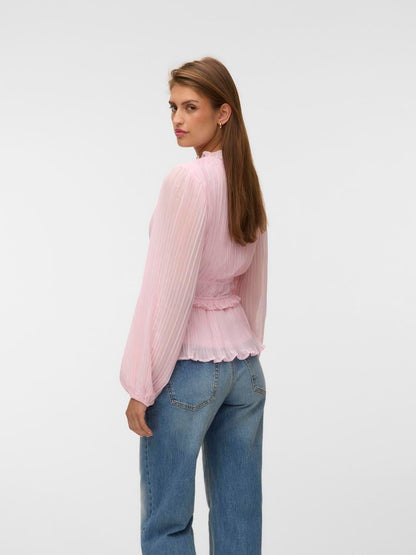 Vmdora Ls Detail Plisse Top Wvn Exp Rosa