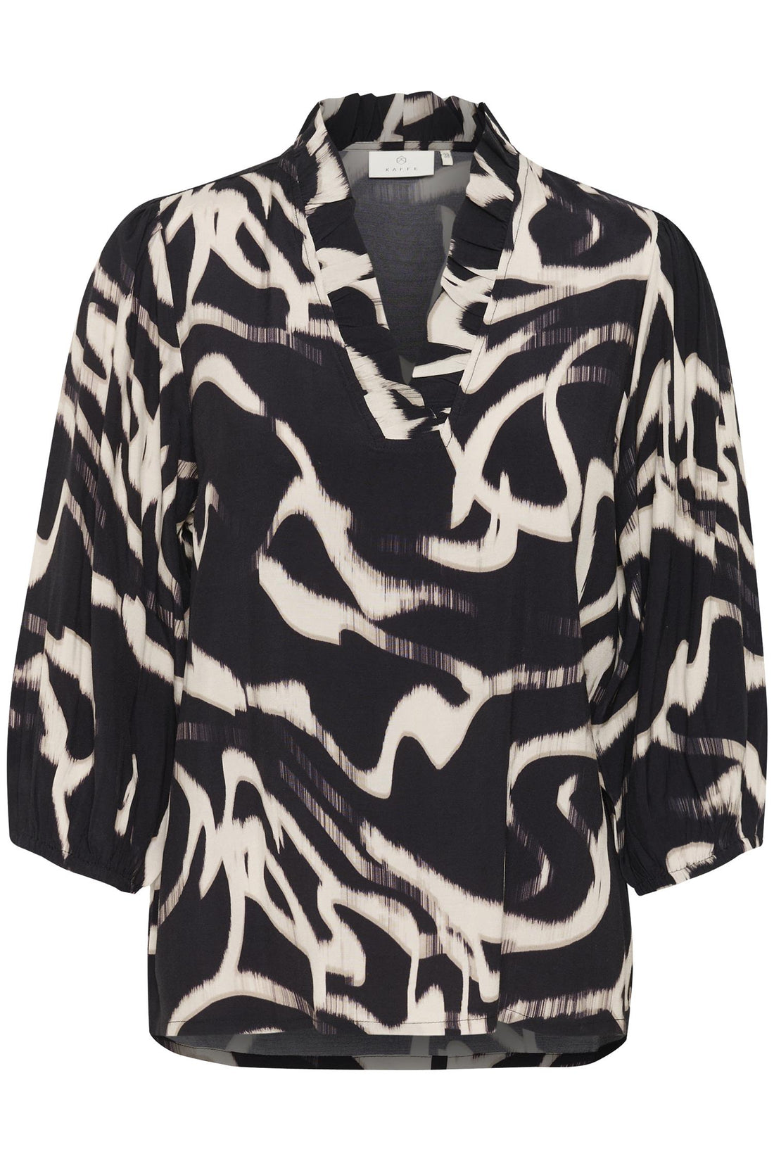 Kamartha Frill Blouse Black/Nature Organic Lines