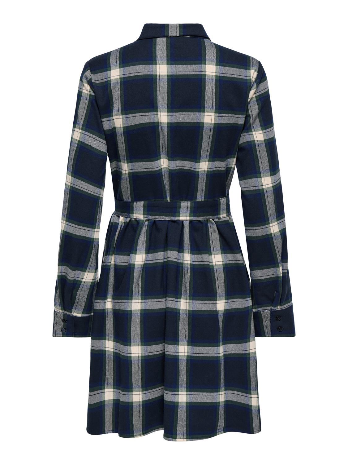 Onlwren Check Short Dress Wvn Blå