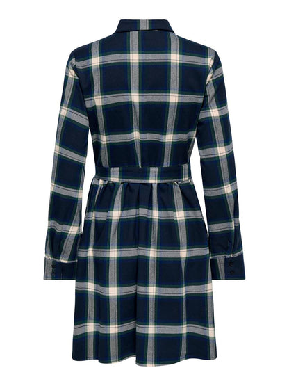 Onlwren Check Short Dress Wvn Blå