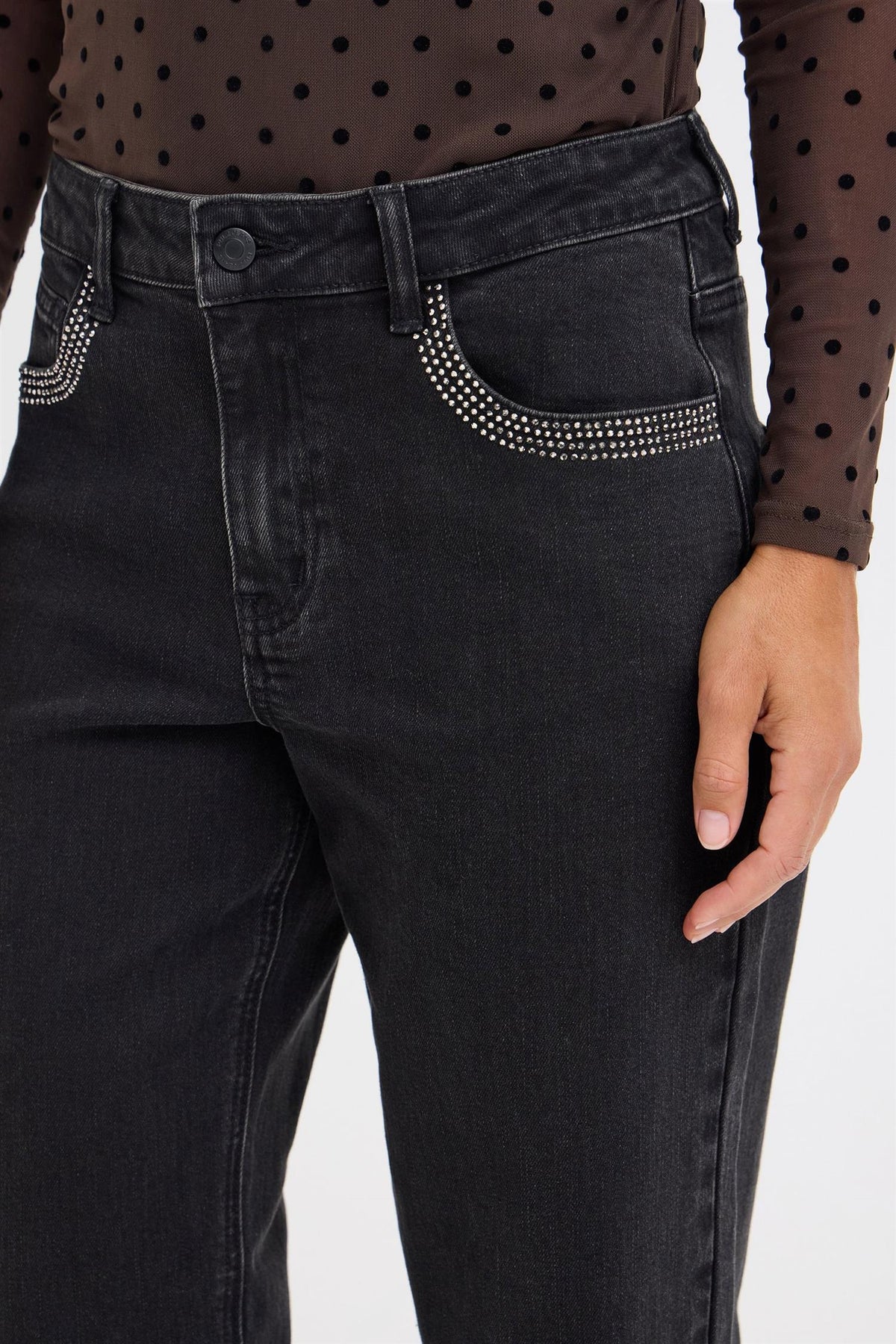 Pzfelizia Hw Jeans Tapered Leg Sort