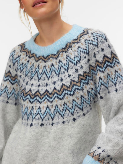 Vmjuliana Ls O-Neck Pullover Boo Grå