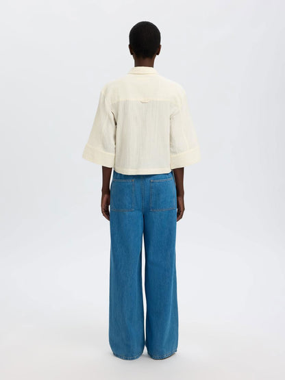Slffinnie Relaxed 3/4 Sun Shirt B Hvit