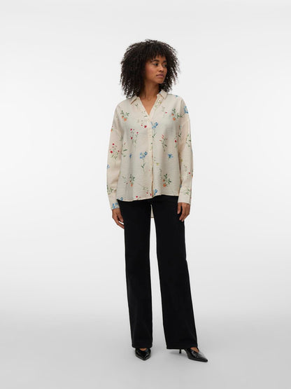Vmjosie Ls Oversize Shirt Wvn Boo Beige
