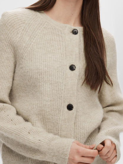 Slflulu Ls Knit Short Cardigan Noos Lysegrå