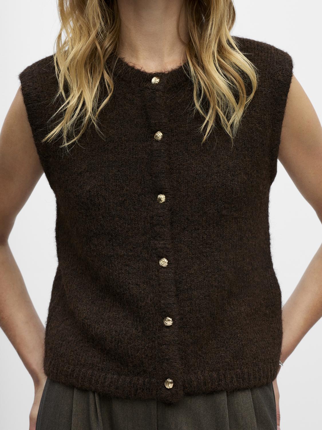 Objsaggia Re Knit Vest Cardigan Noos Brun