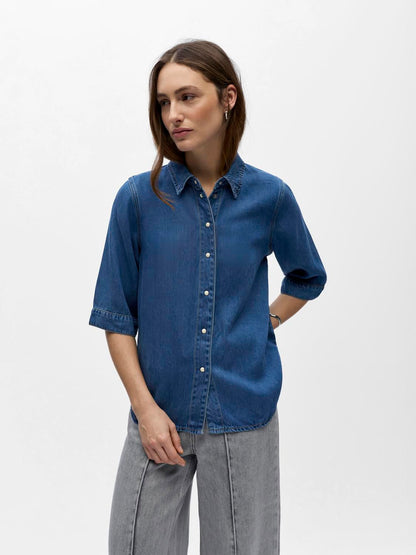 Objframe 2/4 Re Denim Top Noos Blå