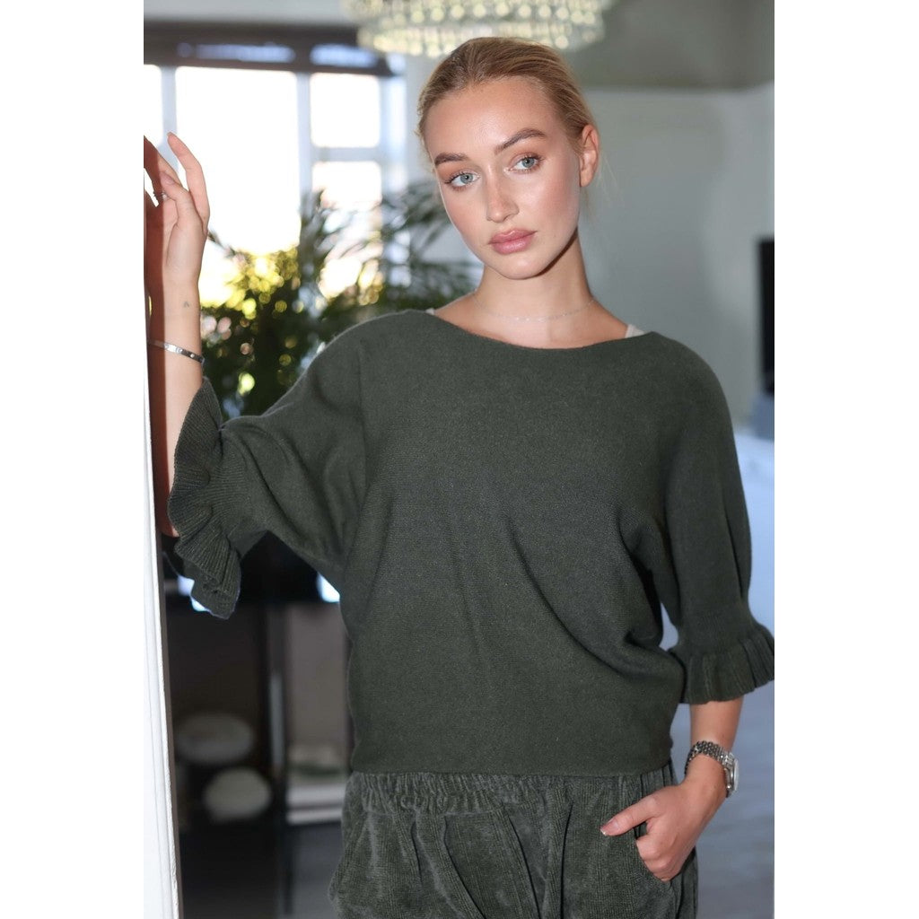 shortsleeved knit Army Grønn