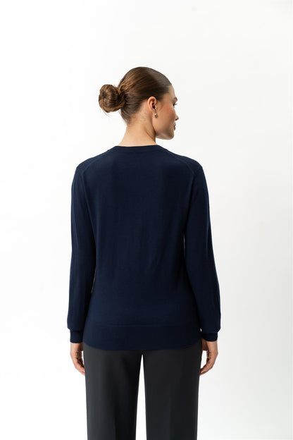 Merino Wool Crewneck Marine