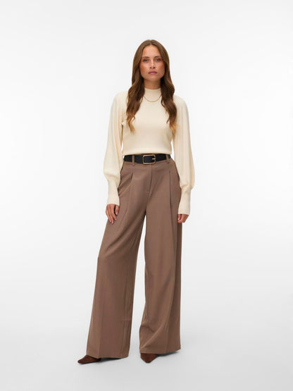 Vmhollykaris Ls Funnelneck Pullover Boo Beige
