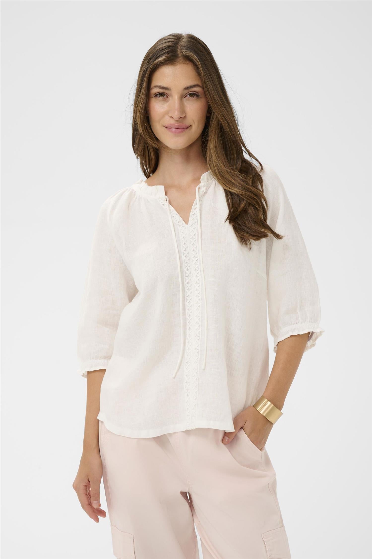 Crbellis Lace Blouse Hvit