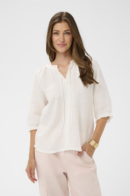 Crbellis Lace Blouse Hvit