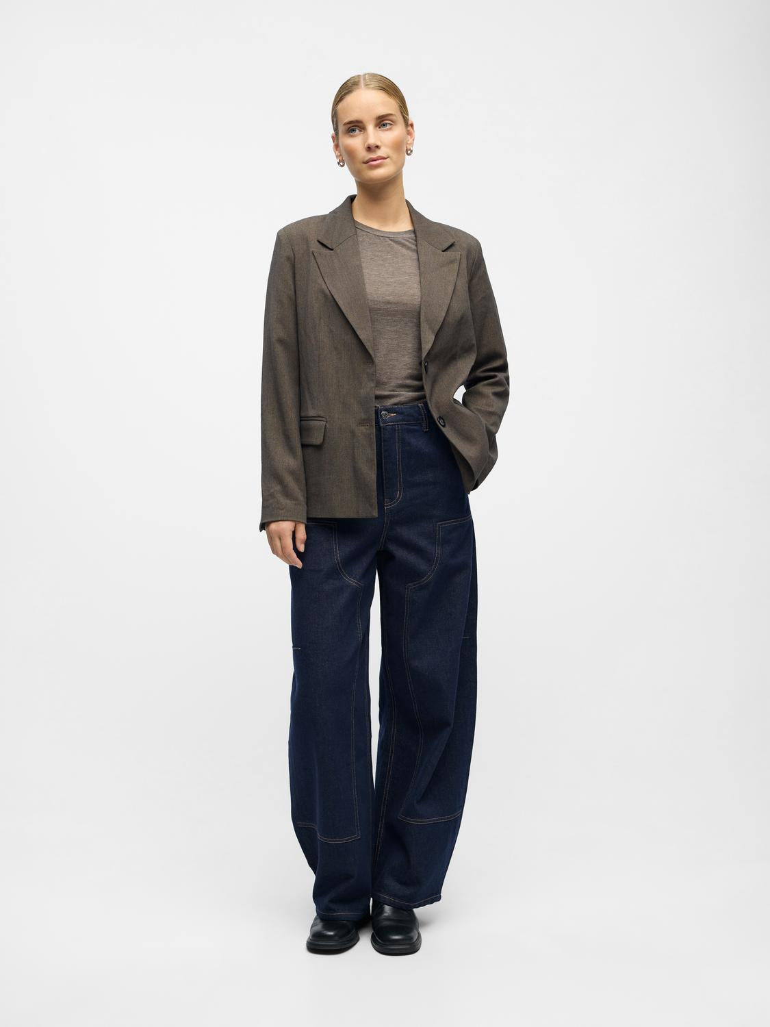Objkara L/s Lo Blazer 142 Mørkebrun