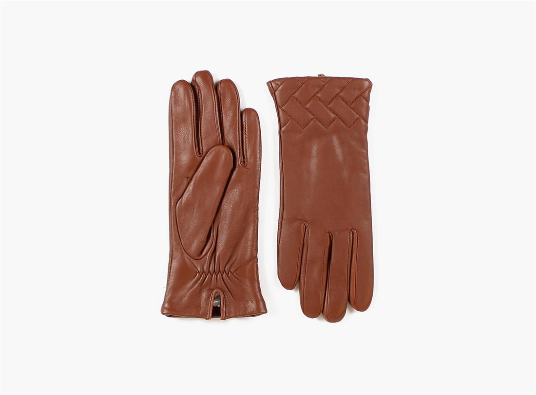 MANZINI Mina Leather Gloves Cognac