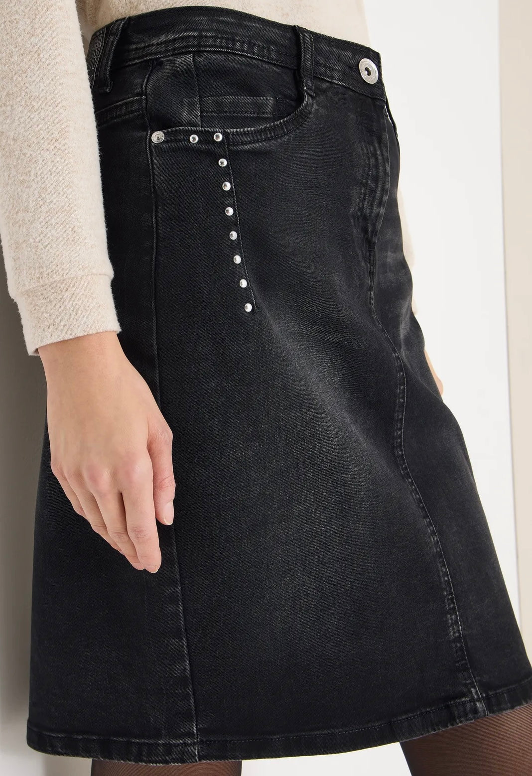 Denim skirt grey studs Grå
