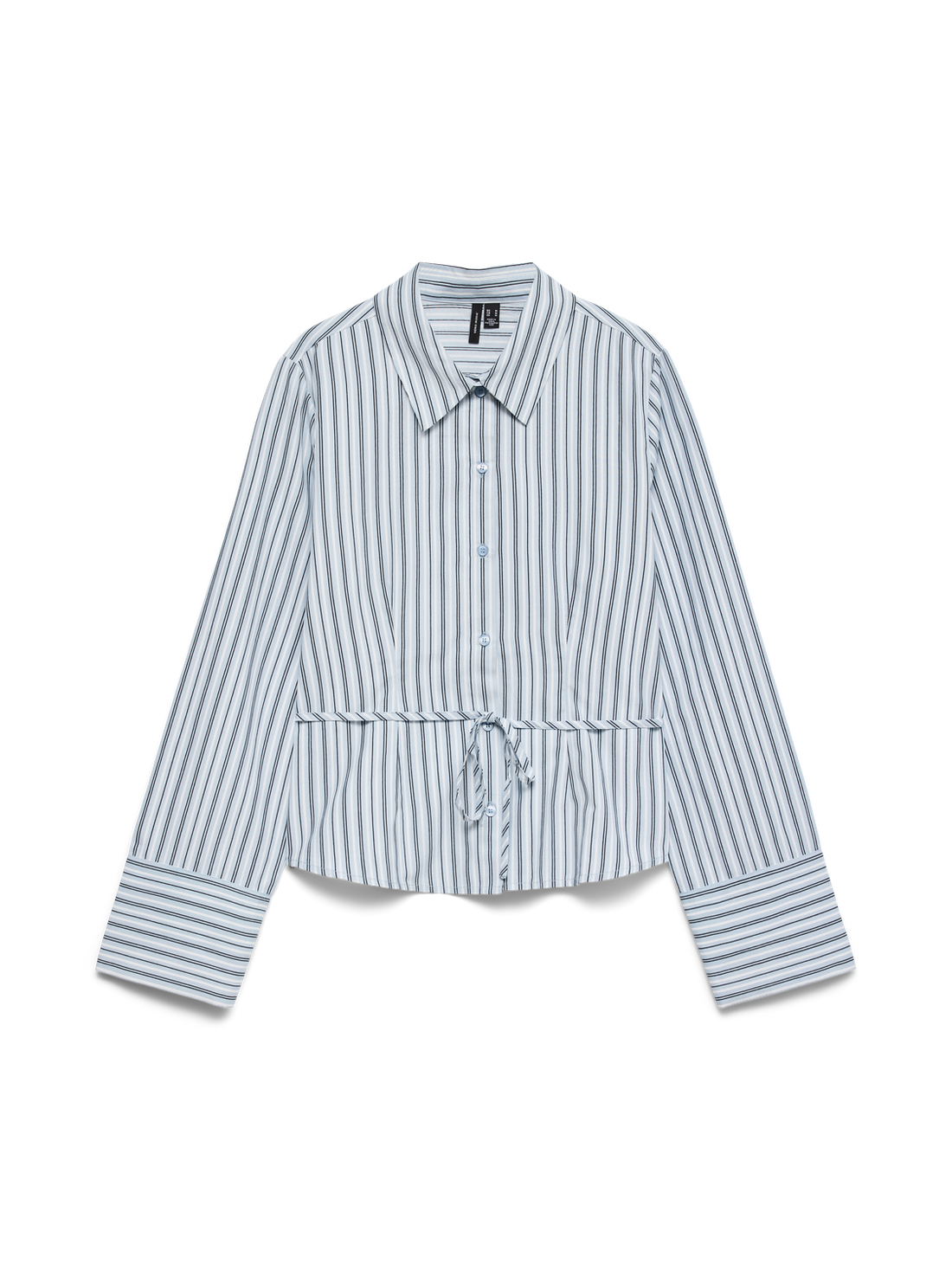 Vmsiena Ls Tie Shirt Wvn Exp Mellomblå