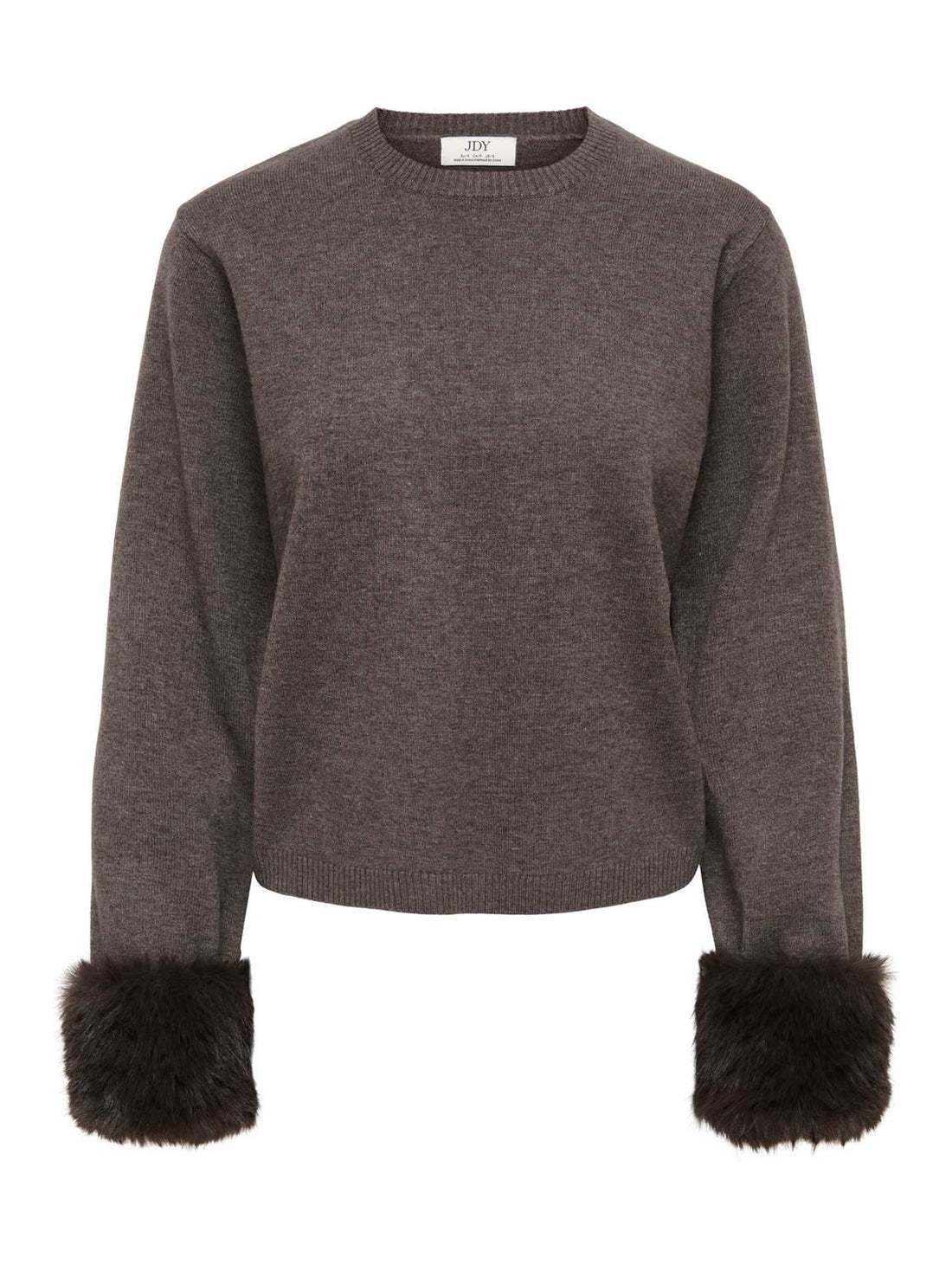 JDYTALIA L/S ON FAUX FUR PULLOVER KNT Brun
