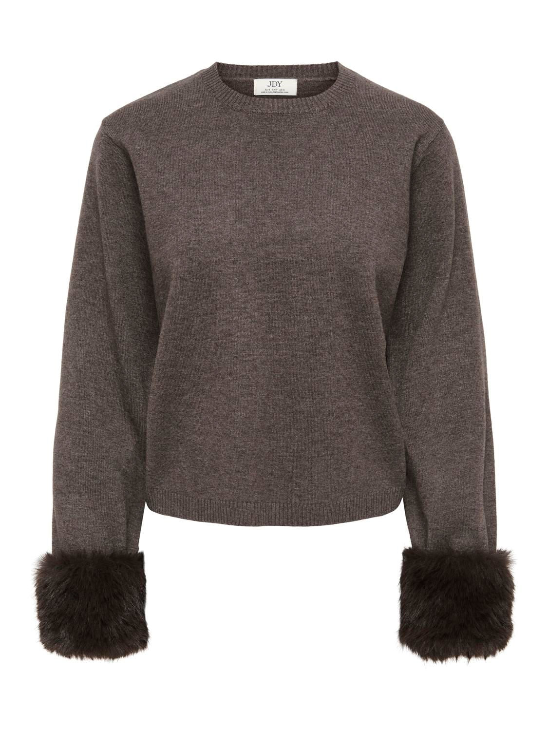 JDYTALIA L/S ON FAUX FUR PULLOVER KNT Brun
