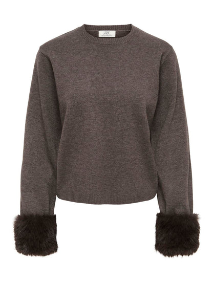 JDYTALIA L/S ON FAUX FUR PULLOVER KNT Brun